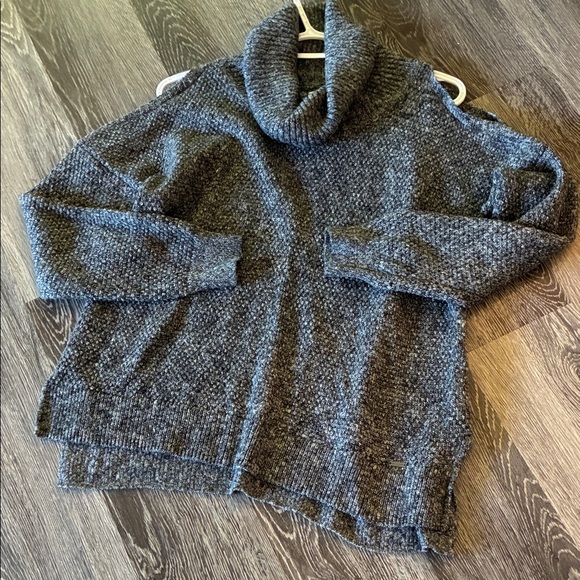Hollister Charcoal and Heather Knit Sweater cold shoulder, cowl neck - Picture 1 of 3
